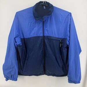Patagonia Windbreaker Jacket Men XL Blue Solid Nylon Fleece Lined Collar